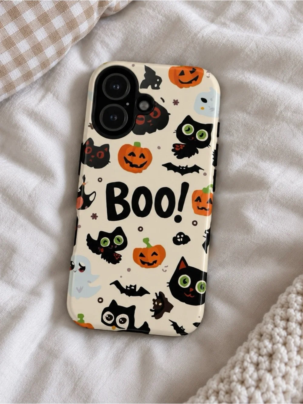 Halloween BOO iPhone Tough Case Black Cat Pumpkin Ghost Glossy